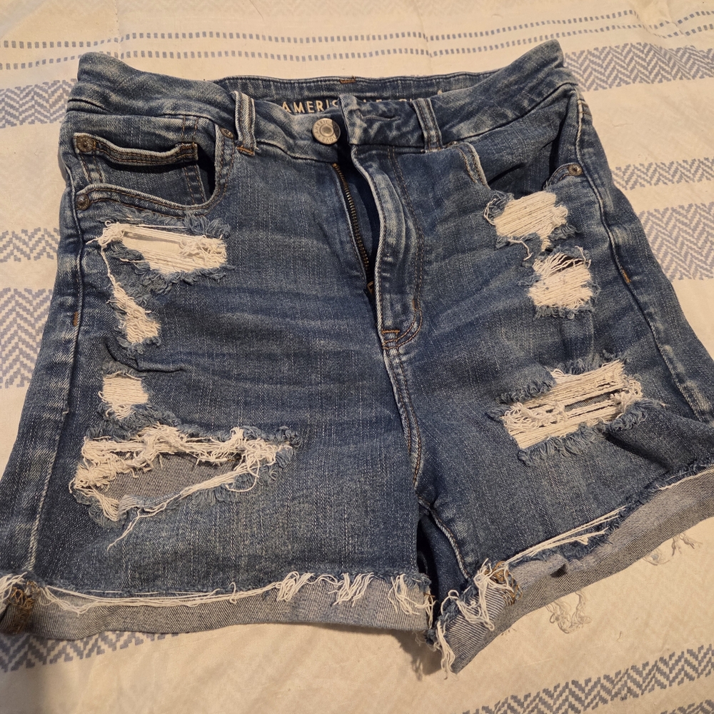 Curvy American Eagle Outfitters Ripped Denim Shorts
